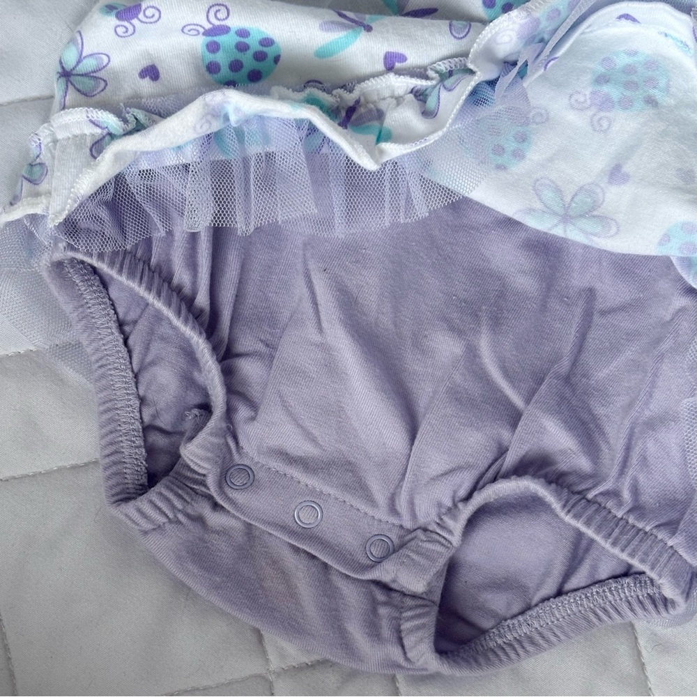 ⭒ NB Koalababy Pastel Dress Purple White Floral Ruffle Mesh Diaper Cover Bugs ⭒ - Picture 3 of 8